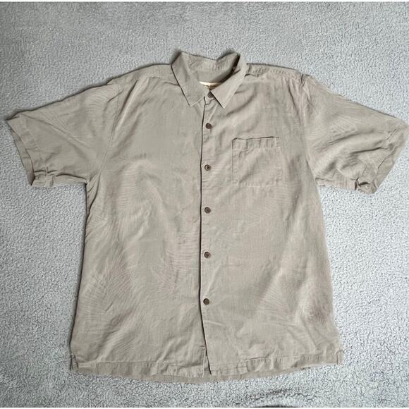 Tommy Bahama Other - Tommy Bahama Button Shirt Large Silk Floral Tropical Beige Short Sleeve Beach
